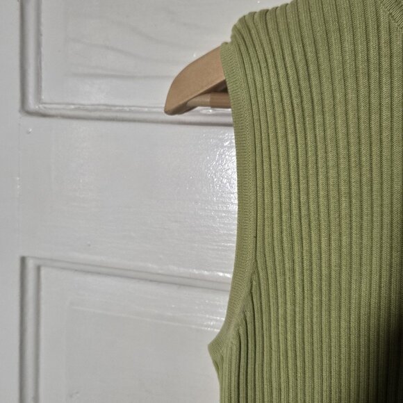 CLIO II Women Sweater Sleeveless Tank Top Green Ribbed Rounded Sunburst Size 1X - Picture 7 of 10